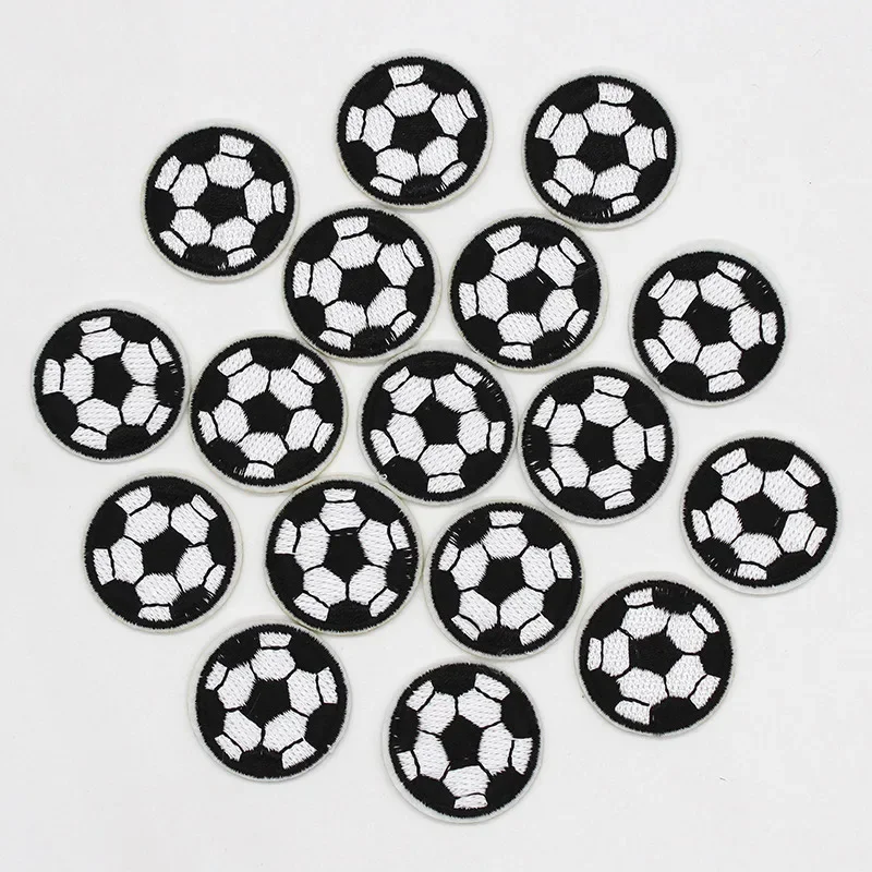 5pc S/M/L/XL Round Embrioidery Football Patches for Clothing Iron on Boy Clothes T-shirt Jeans Sticker Black Appliques Stripes