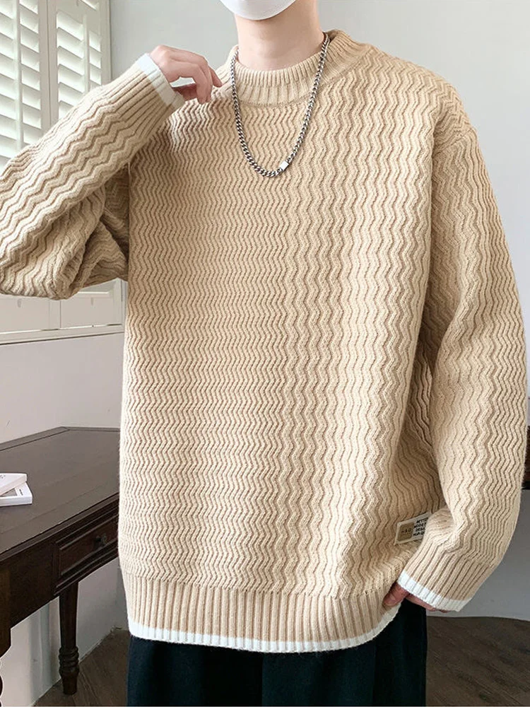 

Модный вязаный свитер для мальчиков-подростков, осень-зима, Новое поступление, удобный дышащий повседневный свитер Long Sve round Ne...