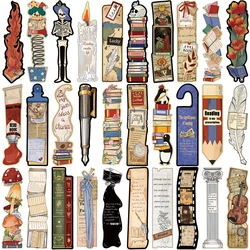 30PCS Vintage Reading Theme Bookmark Posters Cartoon Laptop Gifts Scrapbooking Aesthetic Journal Aesthetic Decorative Bookmark