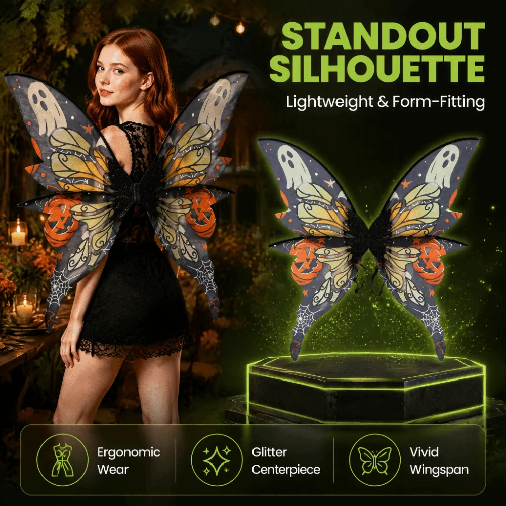 Colorful Butterfly Fairy Wings Gradient Sheer Elastic Shoulder Straps Ghost Halloween Cosplay Wings Sparkling Organza Handmade