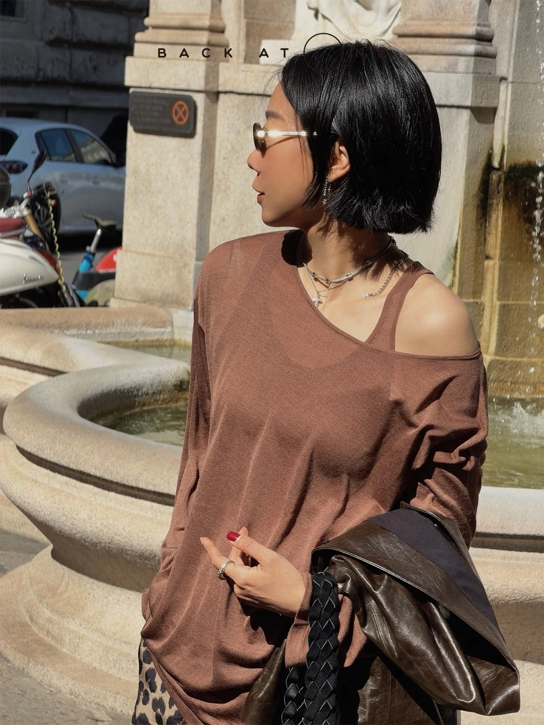 

Backatone Silk Long Sleeve Knitted Set Cloud Mist Shirt Minimalist Style Women's Fashion Set Two-Piece Suit Spring Season