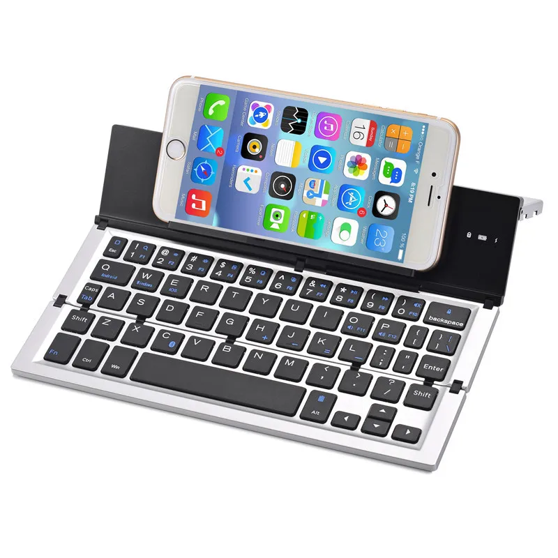 Clavier Bluetooth universel en alliage d'aluminium pour téléphone portable, tablette, IOS, Android, Windows, 3 systèmes