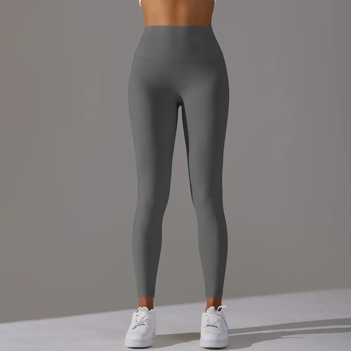 Pantalon de fitness taille haute pour femme, pantalon de yoga, levage de la hanche de pêche, double face, brossé, nu