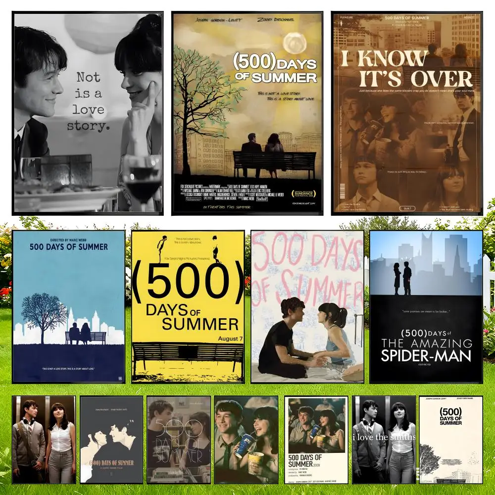 Romantic Inspired Movie 500 Days Of Summer Poster Easy To Install Self Adhesive HD Wall Decor Waterproof Tear Resistant Home