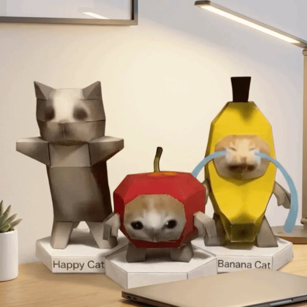 

Oiiao Cat Huh Cat Paper Model Вращающийся кот Украшение дома Diy 3d Складной бумажный кот Забавный замечательный котенок для детей Подарки