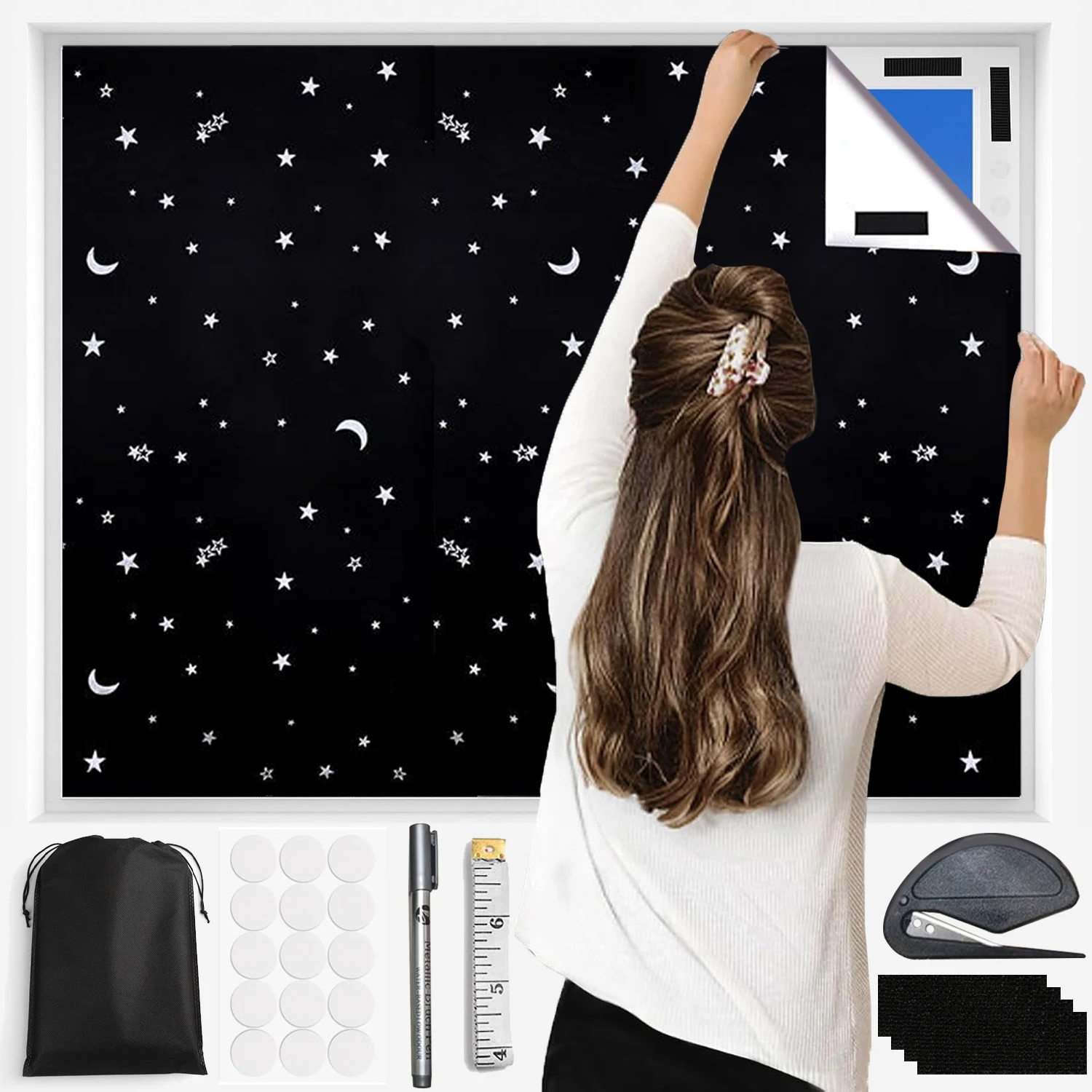 

Blackout Curtains Bedroom Portable Shades No Drilling Travel Blinds Sun Light Blocker Window Cover Curtains Nursery Dorm Room