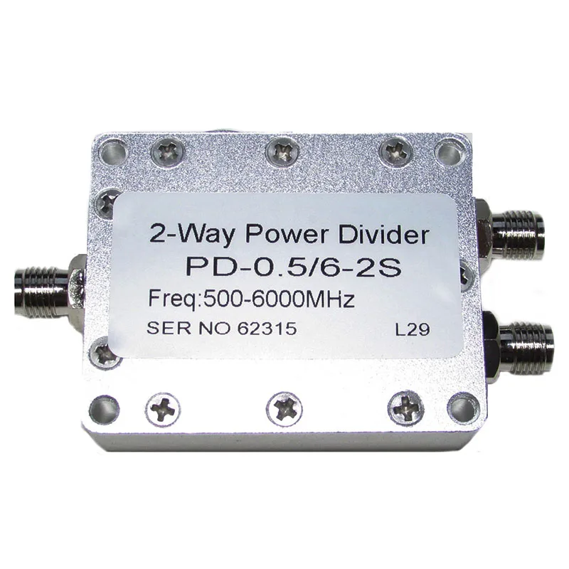 

PD-0.5/6-2S 0.5-6GHz 30W SMA Radio Frequency RF 1/2 power Splitter Impedance 50 Ohms