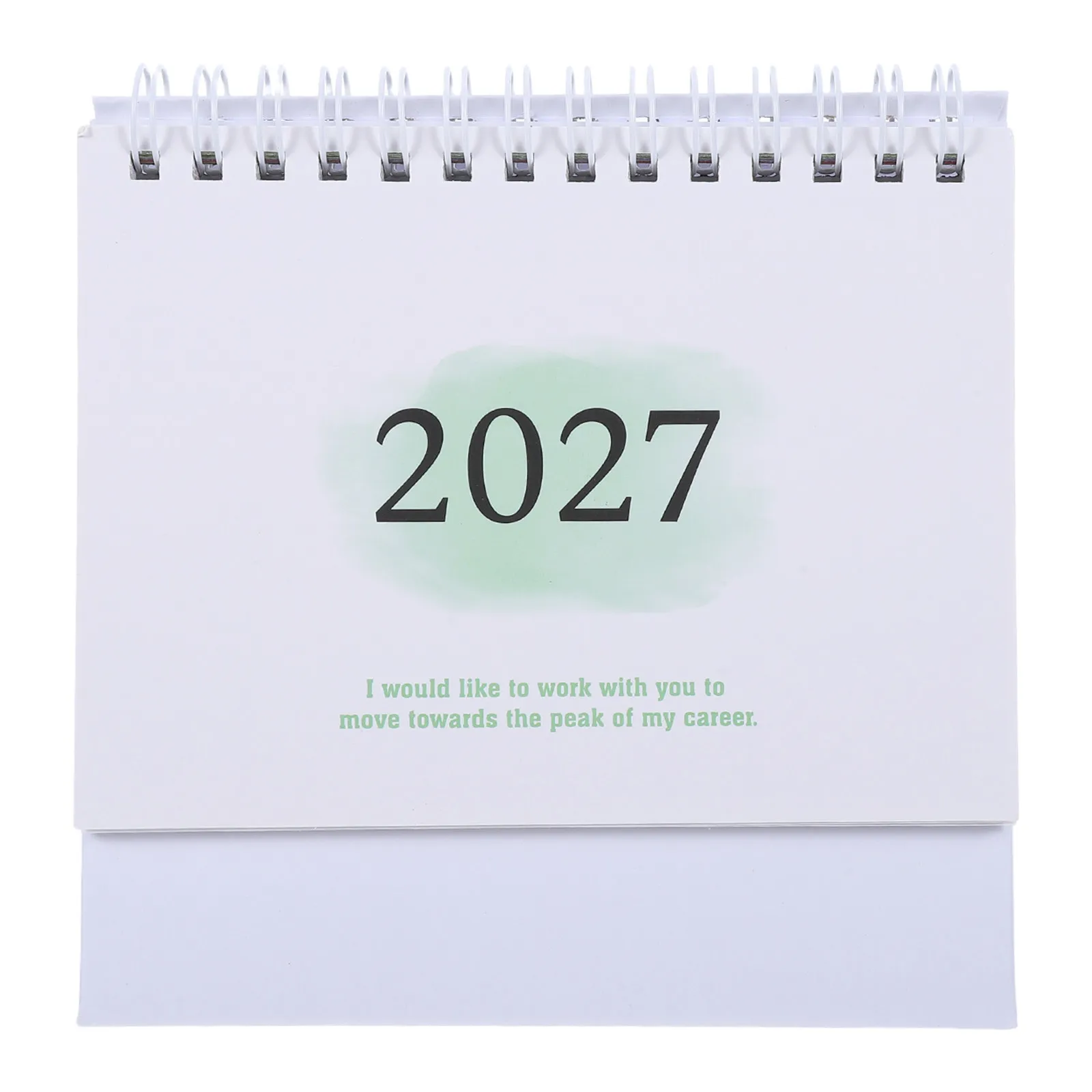 2026-2027 Mini Desk Calendar with Twin Wire Binding, Standing Flip Design for Home Office School, Gradient Green