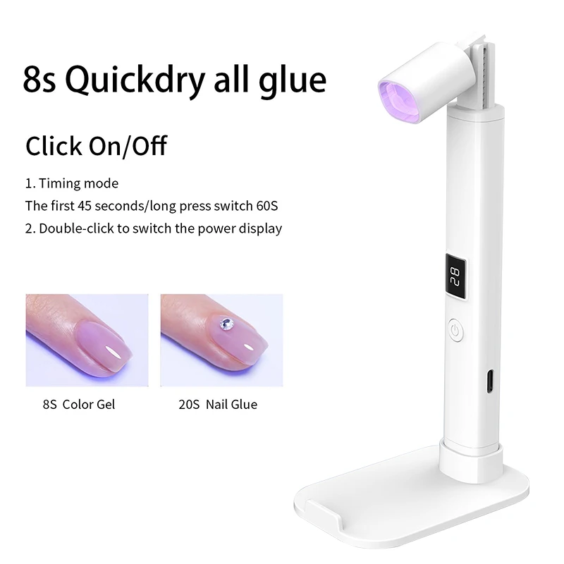 Novo uv led lâmpada do prego mini lâmpada de secagem do prego profissional lâmpada uv manicure unhas arte portátil ultravioleta secador de unhas suporte lâmpada