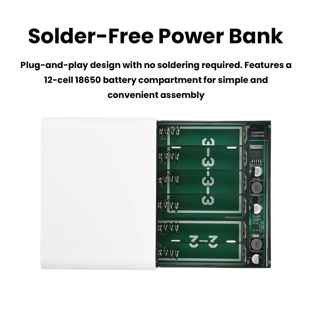 12 Cells 18650 UPS Power Supply Box Solder Free DIY Adjustable 5V 9V 12-24V Backup Uninterruptible For Router Modem Camera