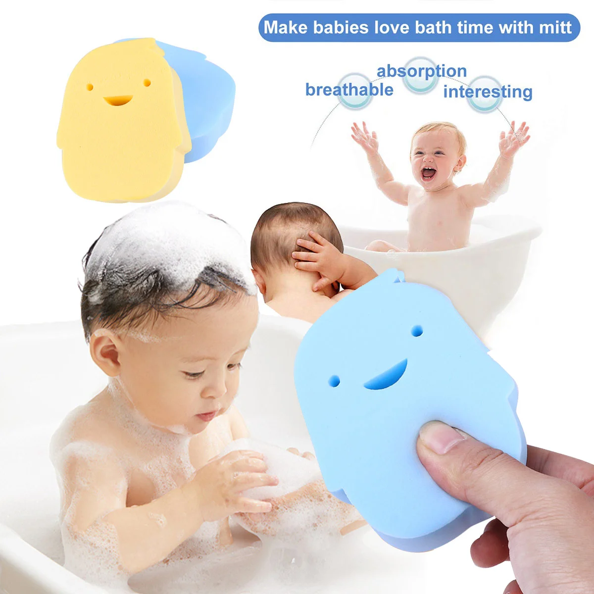 

2 шт., детская губка для ванны, высококачественный материал ПВА, плотный мягкий скруббер для детского душа, насыщенная пена, удобная ручка с героями мультфильмов