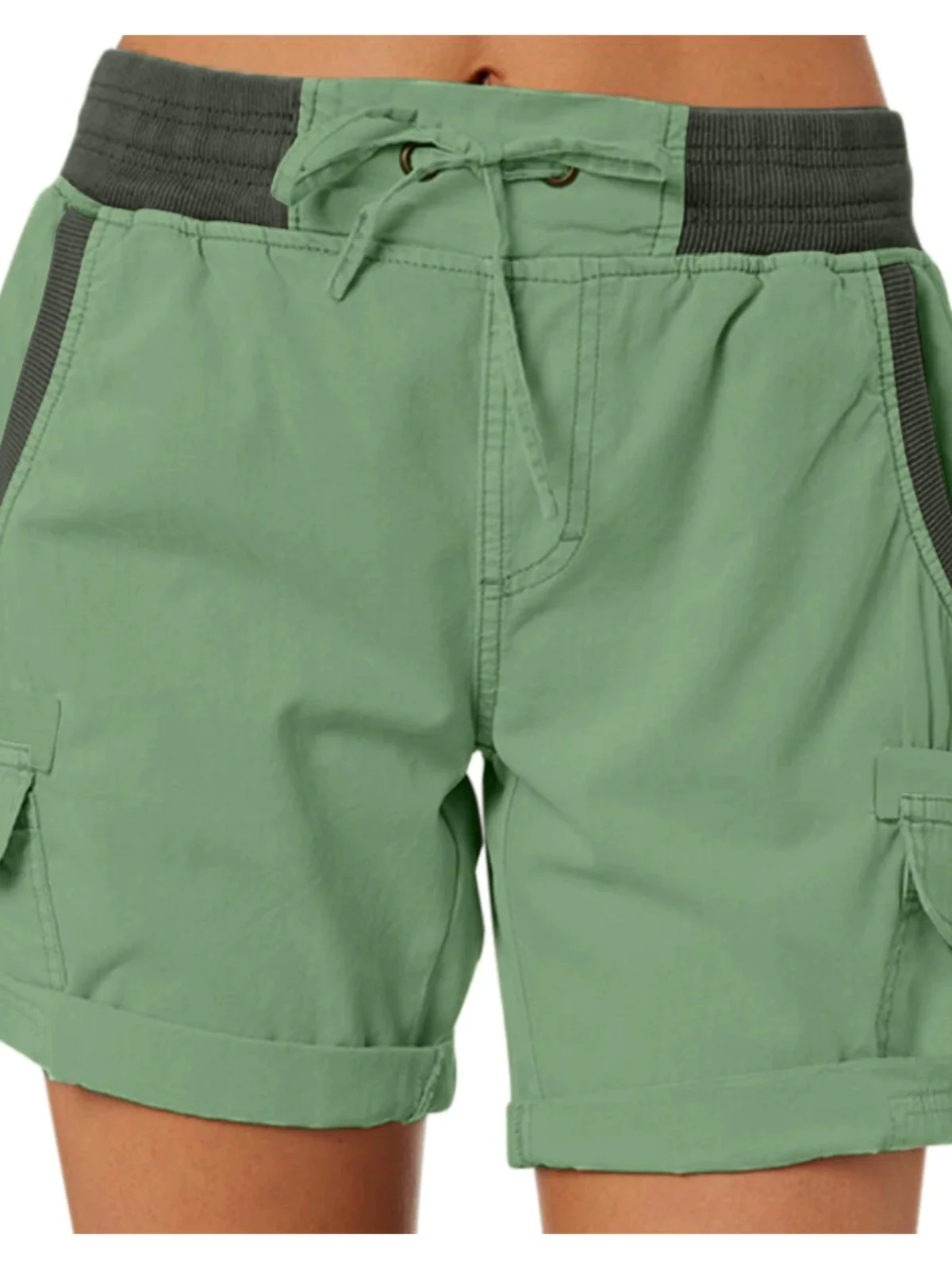 

High Waist Thin Women's Cargo Shorts Street Style Asymmetric Cutting Polyester Straight Leg Summer Shorts for Women