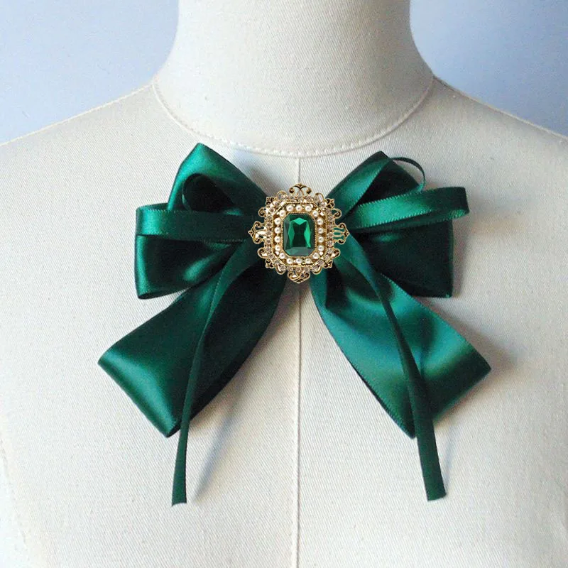 الكورية اليدوية ربطة القوس فيونكة اللؤلؤ حجر الراين الشريط المرأة موضة الدعاوى كلية نمط قميص اكسسوارات الهدايا طوق زهرة بروش