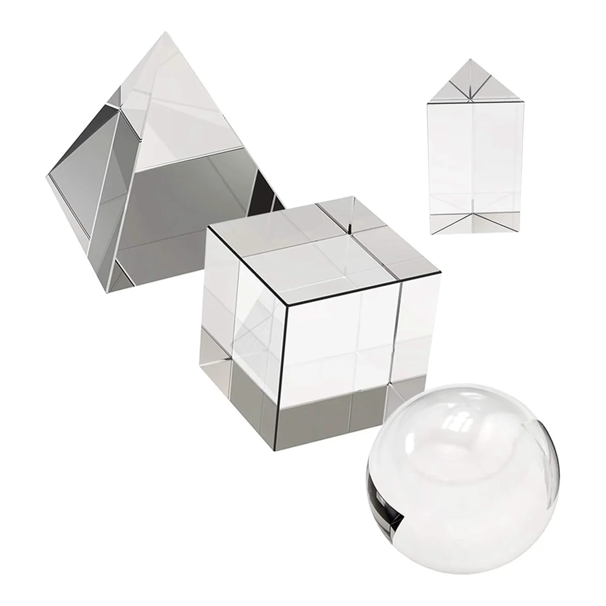 T61C_4 Pack K9 Optical Crystal Photography Prism Set, Include 55mm Ball