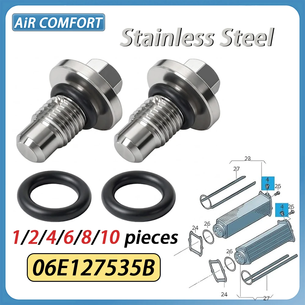 

For 06E127535B Improved Stainless Steel Sealing Air Cooler Plug Bleeder Screw For Audi S4 S5 S6 S8 A6 A7 Q5 Q7 VW Touareg 3.0 v6