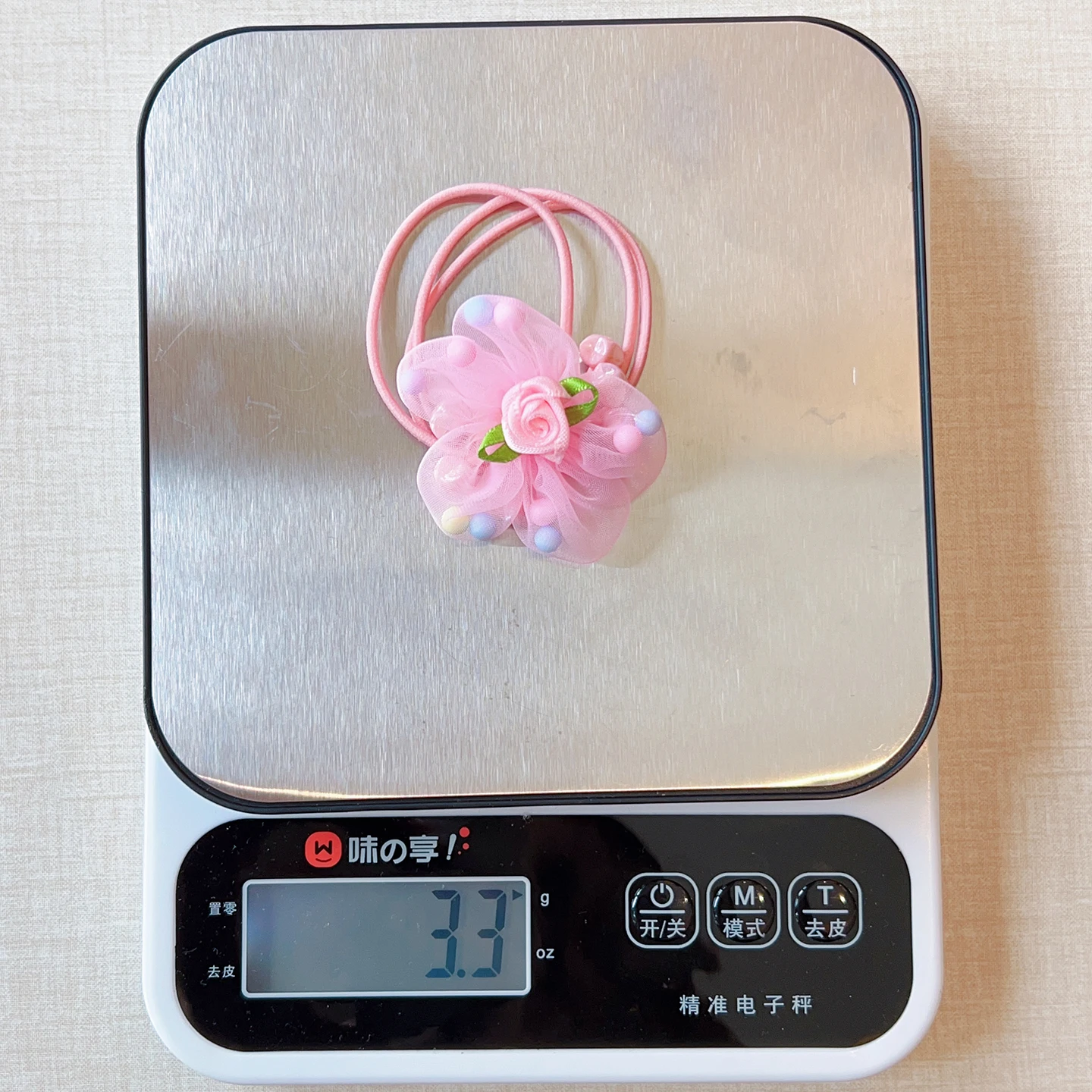 2026 Neue Süße Makronen-Farbige Blumen-Haargummis für Mädchen und Frauen Organza-Tüll-Stoff Rosen-Elastikband Accessoires – Detail 3