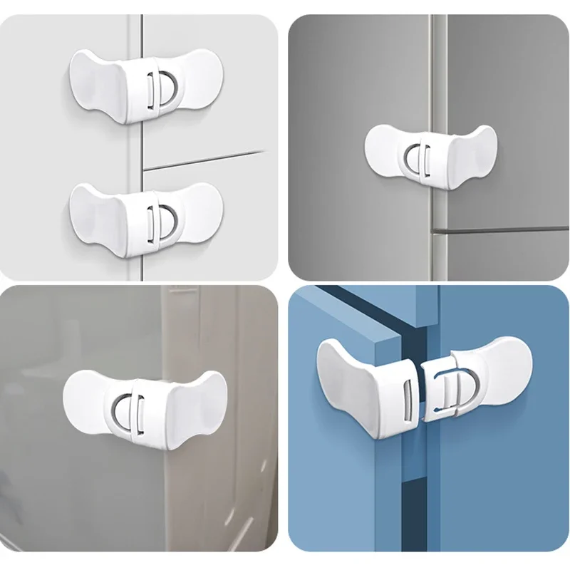 Baby Safety Lock Drawer Anti-Pinching Hand Cabinet Drawer Locks Plastic White Safety Buckle for Children Security Protection view 6
