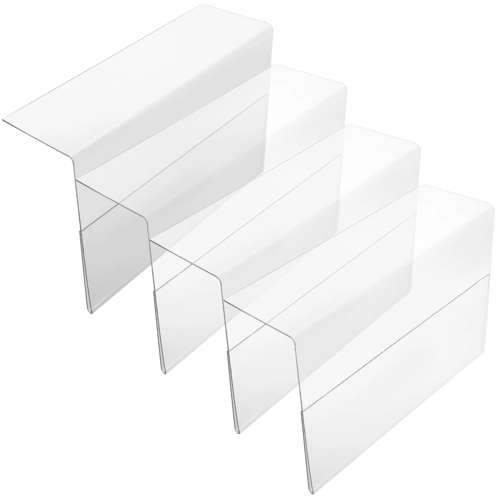 

4 Pcs Price Tag Supermarket Display Signs Clear Holders Rack Shelf Label Transparent Stand Poster