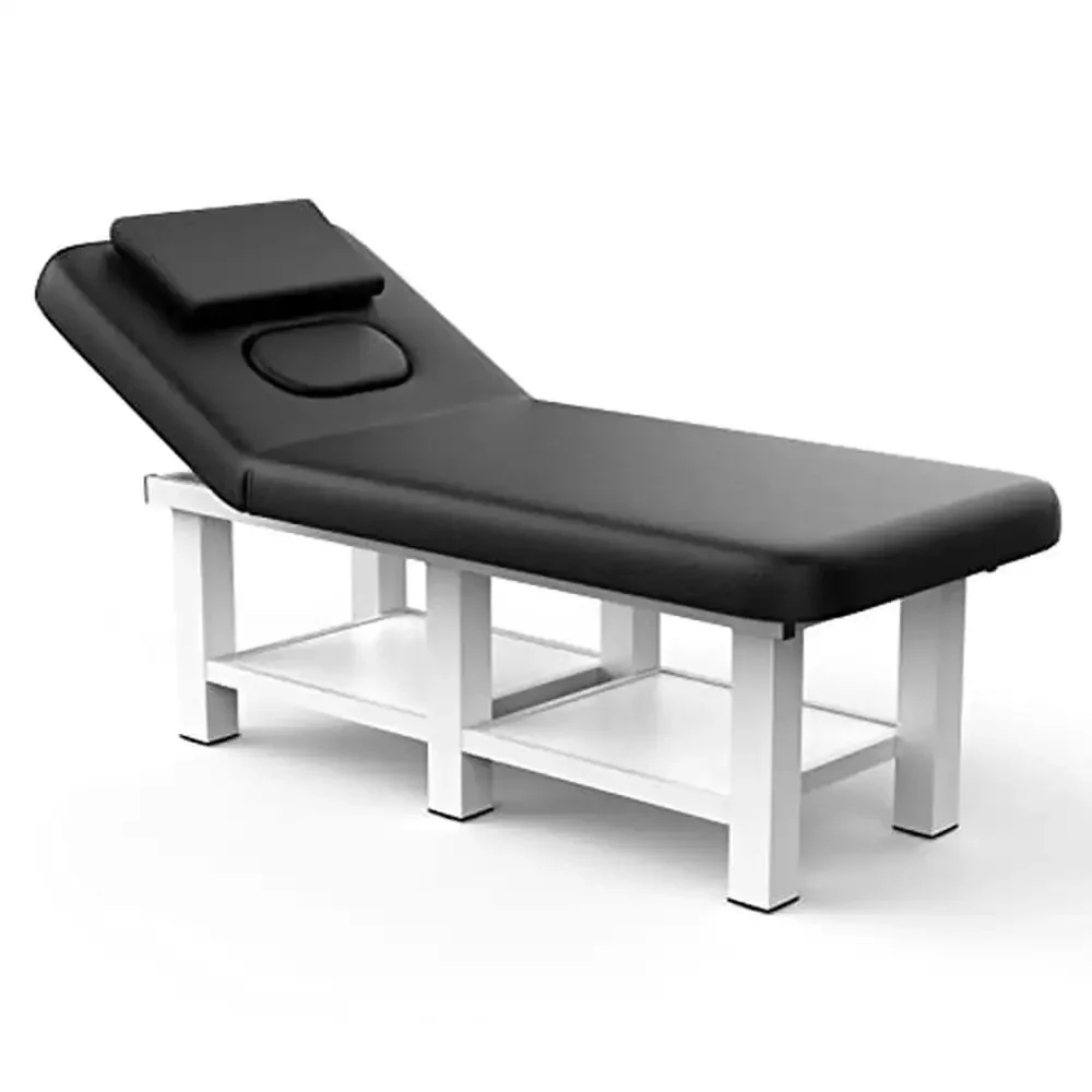 Metal Frame Stationary Massage Table Physical Therapy Spa Bed PU Leather 31.5'' Wide 75'' Long Heavy Duty Chest Opening Design