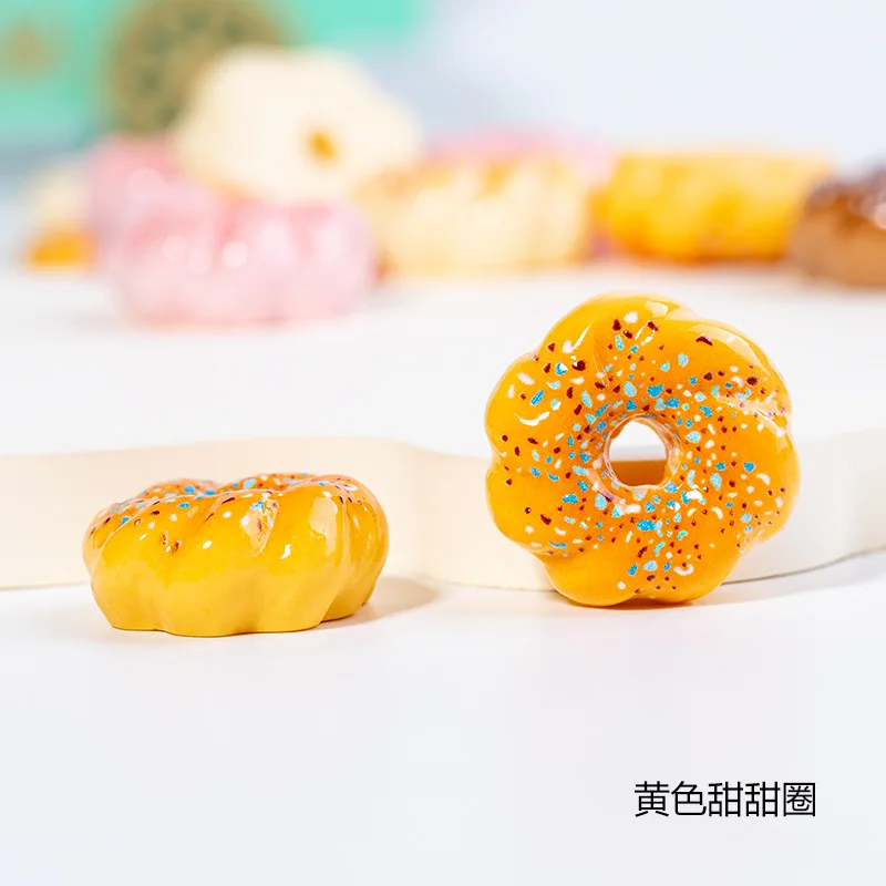 4 قطعة كعكة دونت صغيرة الحلوى نموذج دمية دونات الغذاء اللعب المنمنمات الراتنج Diy بها بنفسك محاكاة إكسسوارات دمي الديكور الحرف