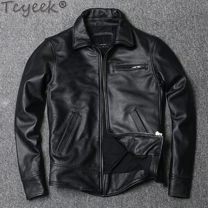 

Genuine Leather Jacket Men 2022 Spring Autumn Cowhide Male Short Leather Jackets for Men Casual Coats Jaqueta Masculina Lq495