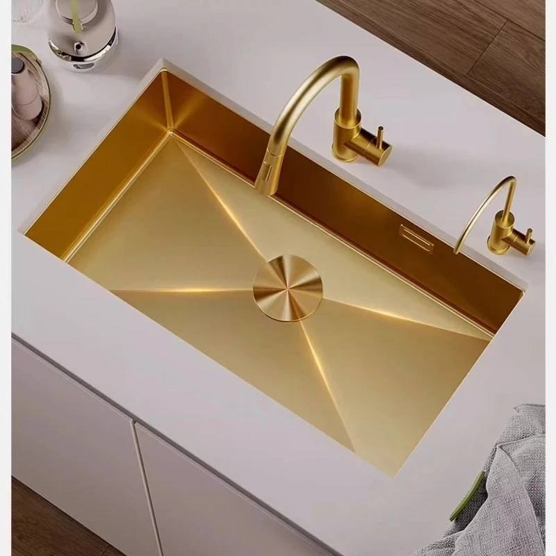 

Stainless steel sink, kitchen, vegetable basin, single sink, dishwasher, under-counter basin, thickened gold 265.