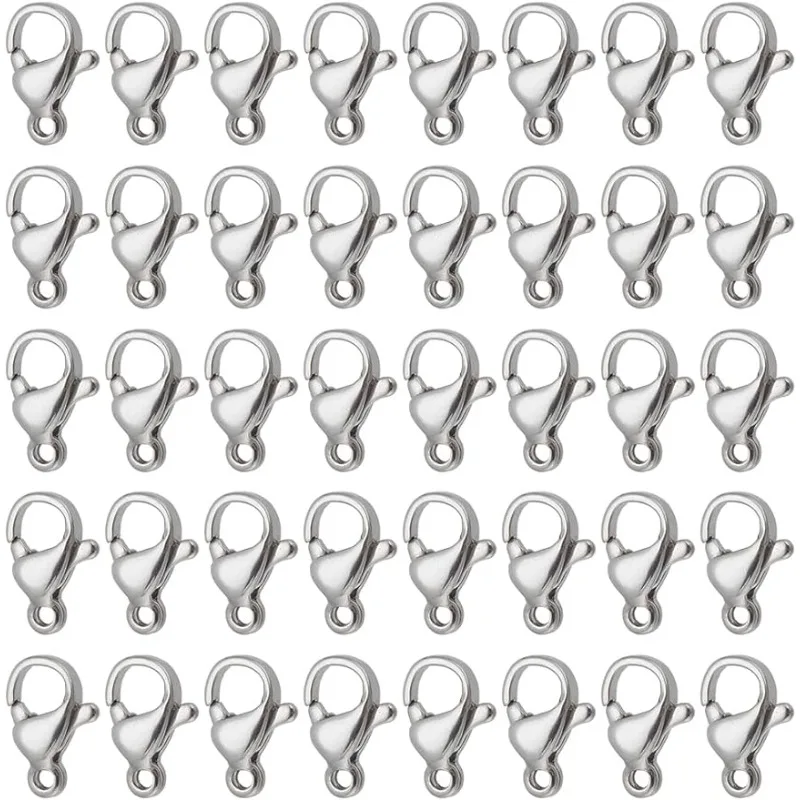 

100pcs Lobster Claw Clasps Grade A 304 Stainless Steel Jewelry Lobster Clasp Fastener Hook Clasps for Necklaces Bracelet Jewelry