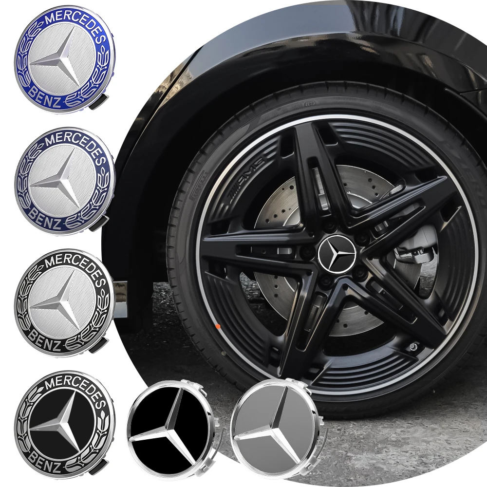 4pcs 75MM Car Wheel Center Covers Auto Hub Cap Refit Accessories For Mercedes Benz W204 W205 Amg W211 W212 W213 Smart Fortwo 451