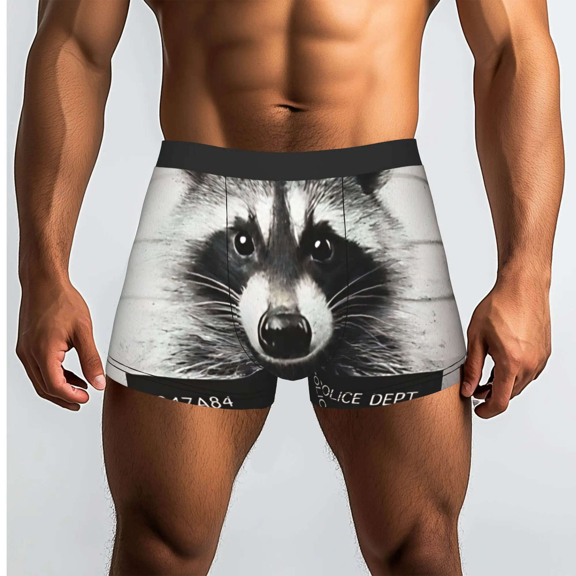 Mugshot  raccoon Underpants Homme Panties Man Underwear Print Shorts Boxer Briefs