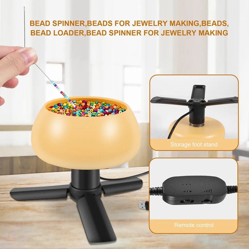 Electric Bead Spinner Kit Adjustable Speed Spin Bead Loader For Jewelry Making With Beading Needles Curved Needles