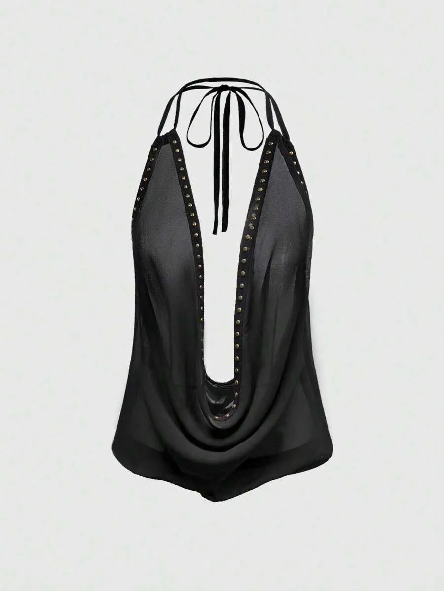 

Summer New Hot Girl Sexy Swinging Collar Strap Hanging Neck Slimming Bareback Sleeveless Strap Tank Top
