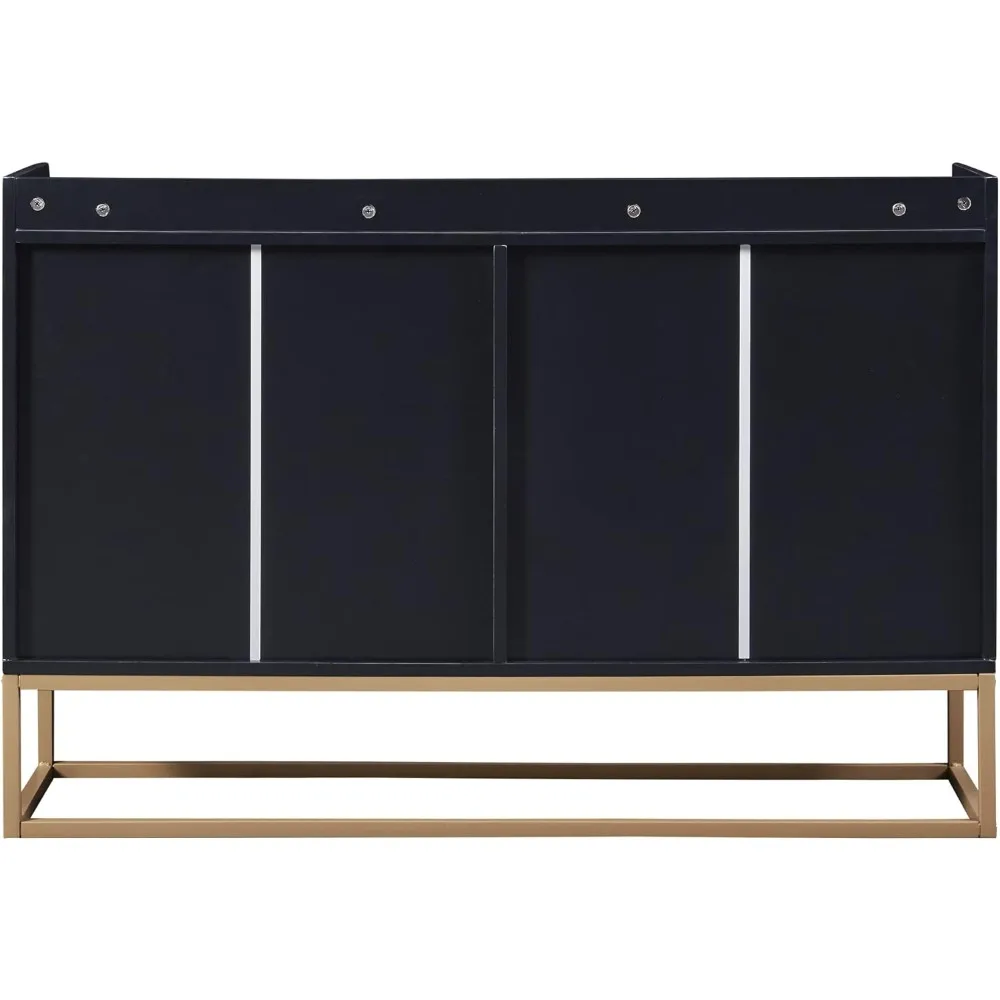 خزانة تخزين جانبية حديثة مع أبواب وقاعدة معدنية، خزانة بوفيه خشبية للمطبخ مع أرفف قابلة للتعديل لـ Sma