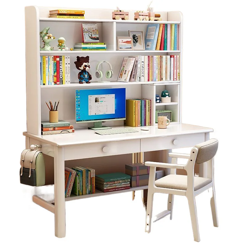 

Solid wood desk bookshelf integrated computer desk household desk simple study writing table bedroom study table