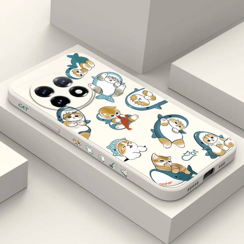 

Cute Headgear Cat Phone Case For Oneplus 13 13R 12 12R 11 11R 10 10R 10T 9R 9RT 9 8T 8 7 7T Pro 5G Liquid Silicone Cover