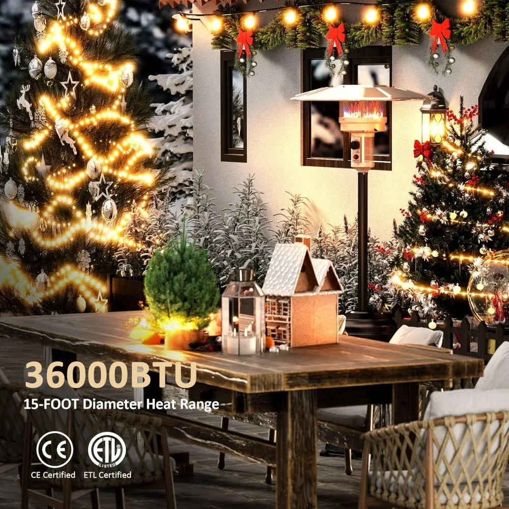 36,000 BTU Outdoor Heaters for Patio, Safety Protection System Outdoor Heater, Patio Heater with Wheels for Commercial Use