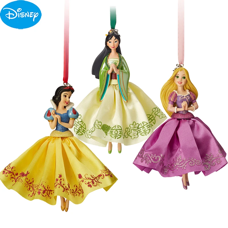 Disney Mulan Princess Long Hair Snow White Christmas Pendant Keychain Anime Figurine Model Periphery Toys in Stock Kuromi