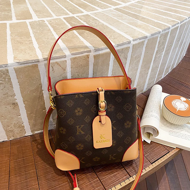 

Classic Mommy Bag - Printed Bucket Bag - Versatile Fashion Commuting Handbag - Shoulder Sling Bag - Large Capacity