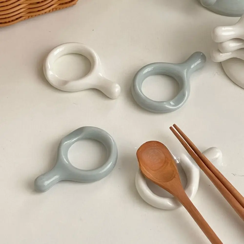 6pcs High Quality Ceramic Chopsticks Rack Home Ornament Multi-functional Spoon Rest Chopstick Holders Dining Table Decoration