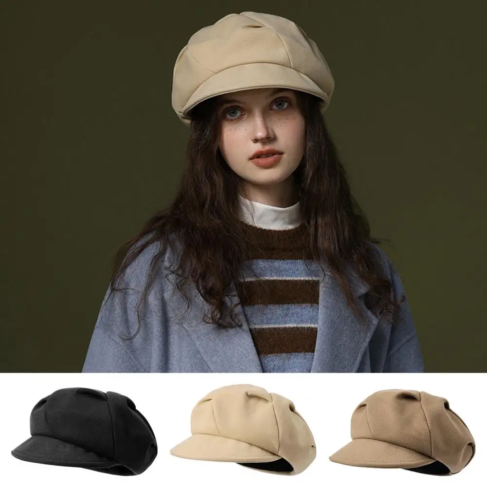 Women Dome Beret Caps Wide Brim Retro Style Painter Hat Warm Autumn Winter Casual Beret Elegant Ladies Clothing Accessories