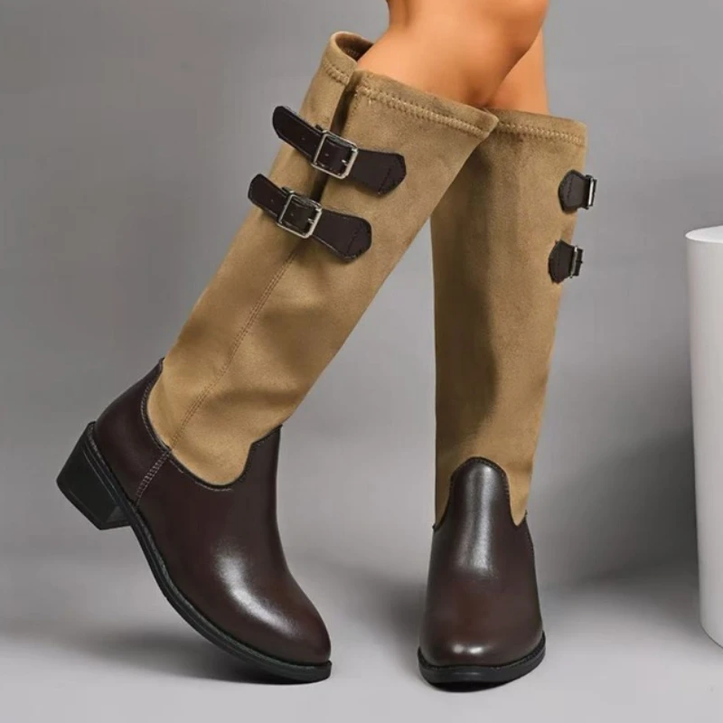 

Women High Boots Fashion New Heeled Shoes Knee High Chelsea Gladiator Knight's Boots Trend 2025 Winter Chunky Shoes Woman Botas