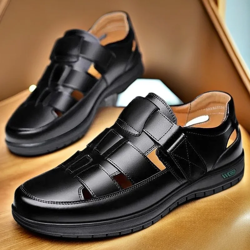 

Non-slip Summer Soft Sole Men's Sandals Cool Men's Leather Shoes Casual Single Shoes Middle-aged and Elderly Father Shoes