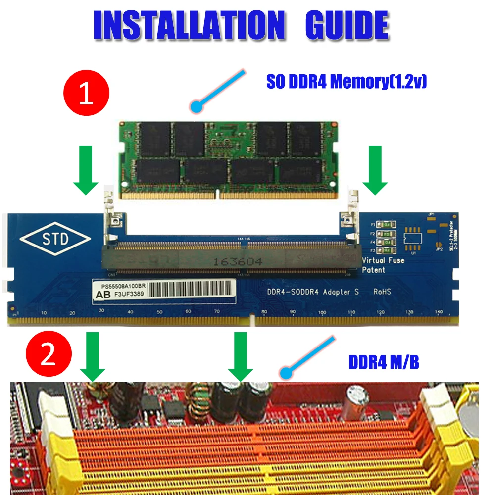 แล็ปท็อป DDR4 RAM ไปยังการ์ดอะแดปเตอร์เดสก์ท็อป, เครื่องทดสอบหน่วยความจํา SO DIMM เป็น ddr4 Converter PC