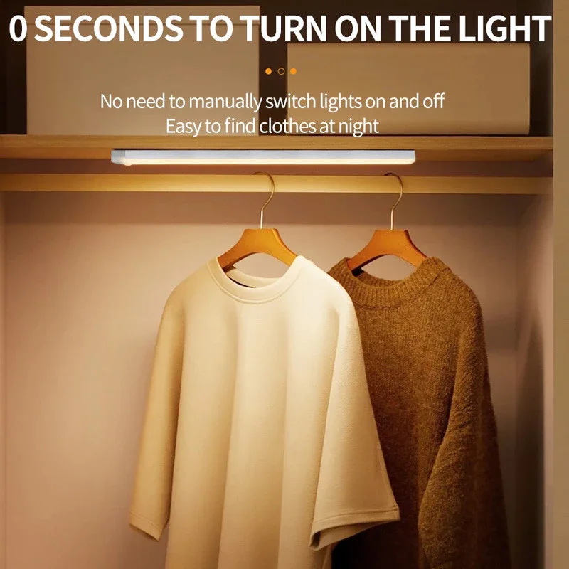 4 قطع من مصابيح الخزانة بمستشعر الحركة LED اللاسلكية القابلة لإعادة الشحن - مثالية للخزانة والمطبخ وخزانة الملابس والسلالم - تعمل بالبطارية ليلاً #5