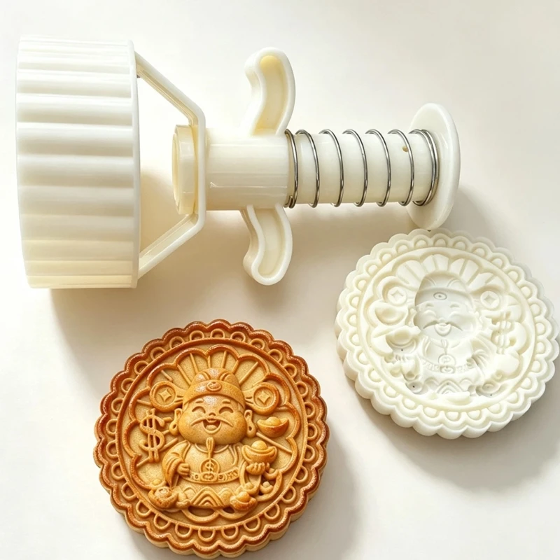 Large 300G Mooncakes Molds with Fortune Pattern, Hand Press ABS Pastry Embossing Tool for Home Baking, Festival best sale