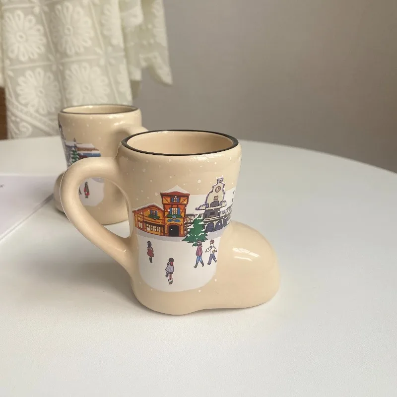 Vintage Christmas boots ceramic cups,creative personalized mugs coffee cups,Christmas themed storage ornaments Christmas gifts