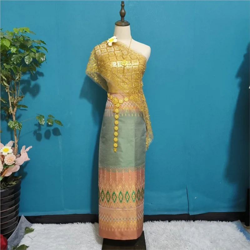 

5-piece Set Luxury Thai Women's Vintage Dress Thailand Traditional Clothing Vietnamese Dresses Slim And Sexy Dai Costume