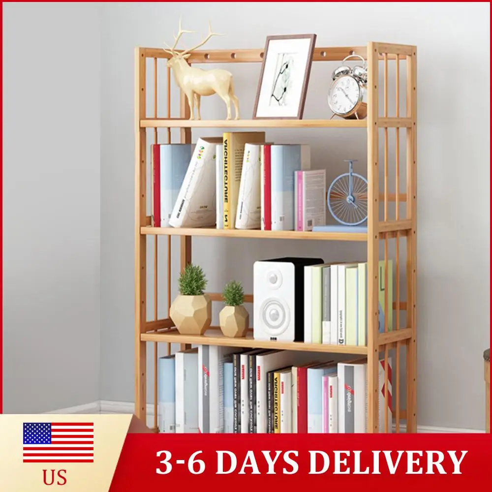 

4-Tier Simple Bookcase Multi-Function Storage Shelves Reusable Free-Standing Storage Rack for Bathroom Kitchen Living Room