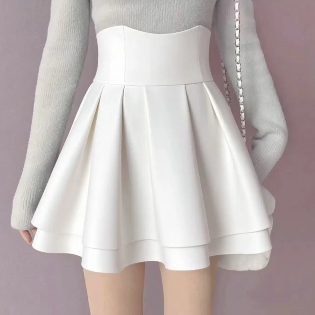 Outono inverno japonês harajuku-estilo saia de lã doce simples cintura curvada fina curta saia preta versátil saia feminina