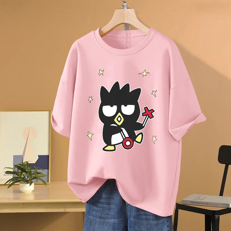 Kawaii Kuromi BADTZ MARU printed T-shirts spring and autumn Sanrio cartoon casual sports street printed T-shirts