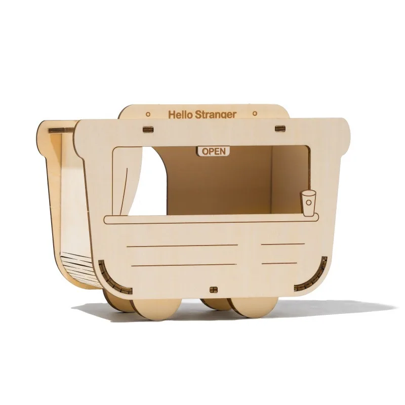 

Creative DIY Hamster House Puzzle Eco Friendly Non Toxic Chew Resistant Breakfast Coffee Cart Hideout Assembly Toy Small Pets
